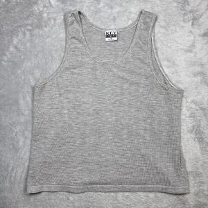 Vintage Key Elements Mesh Tank Top Shirt Men M Grey USA Muscle Gym Workout 90s